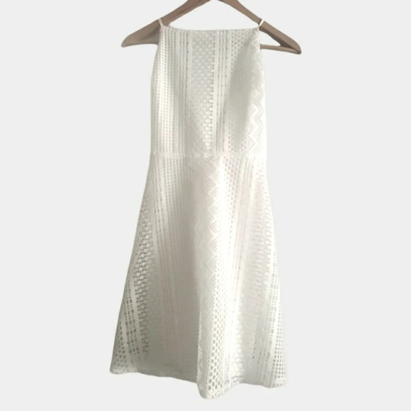 Just Fab Off White Short Lace Fit & Flare Dress, Size Medium - Picture 1 of 7